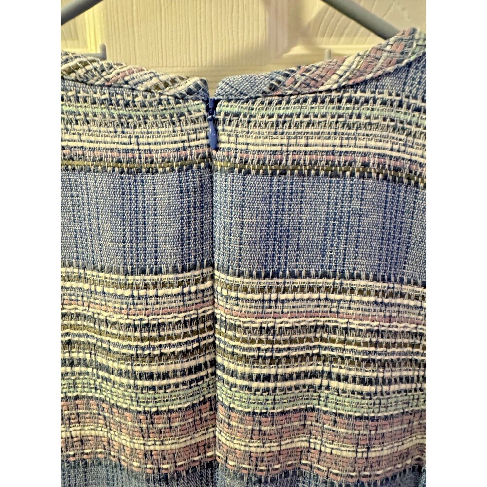 Talbots NWT Dress Sz 10 Blue Stripe Sleeveless A-Line Knee Length Classic Chic - Picture 8 of 11